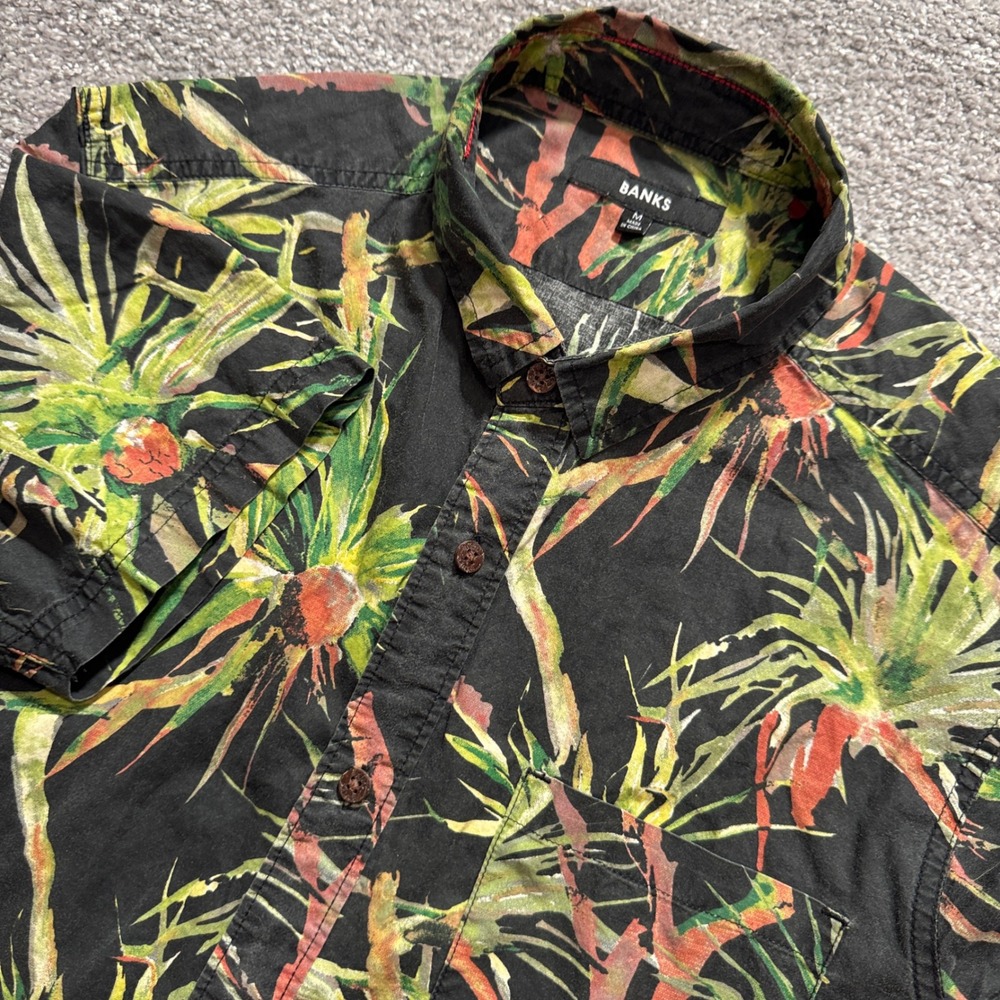 Banks Journal Shirt Mens M Floral Cotton Tropical Surf Vacation Aloha Resort
